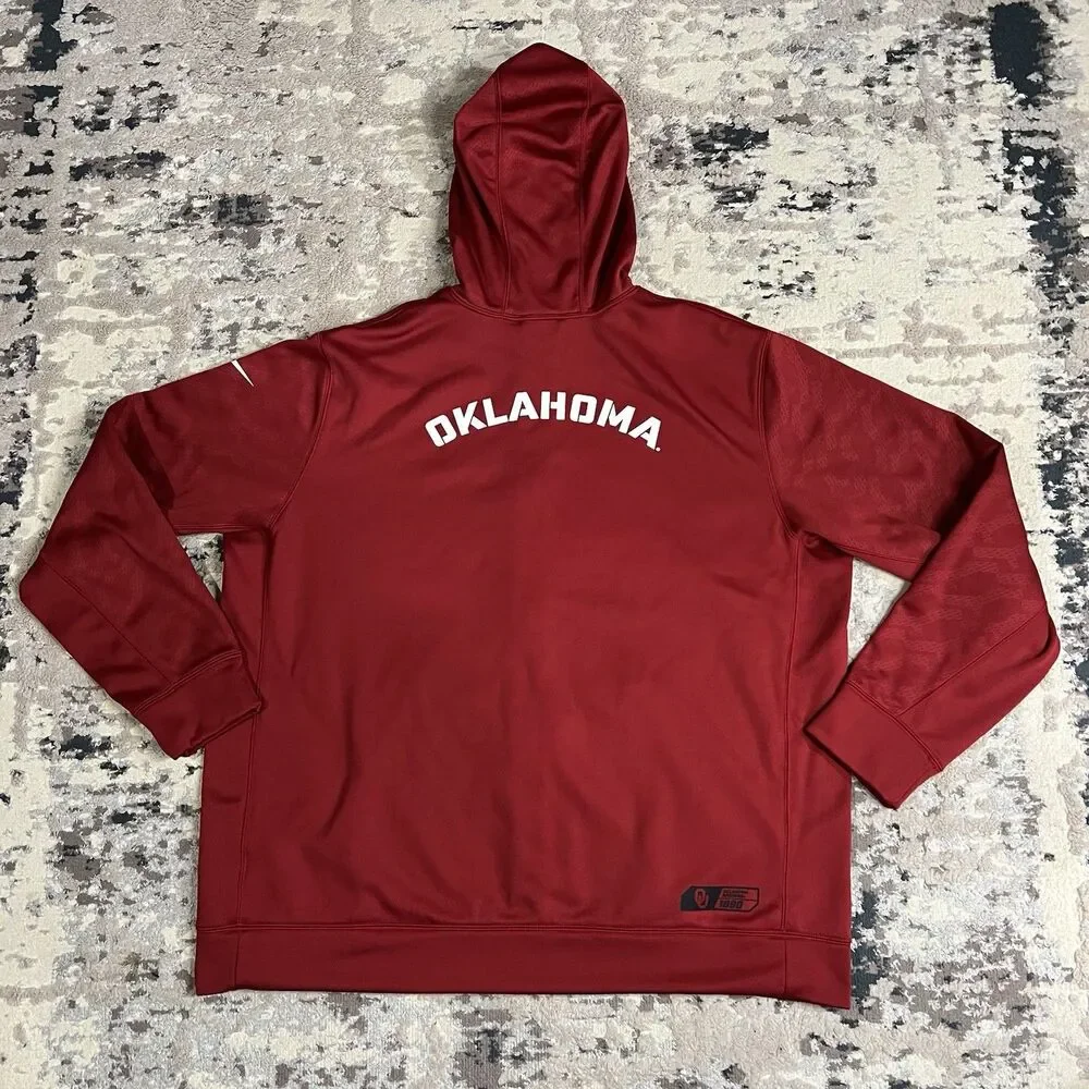 Oklahoma Sooners Nike Mens Full-Zip Hoodie Red Therma Fit Sweatshirt XXL 2XL